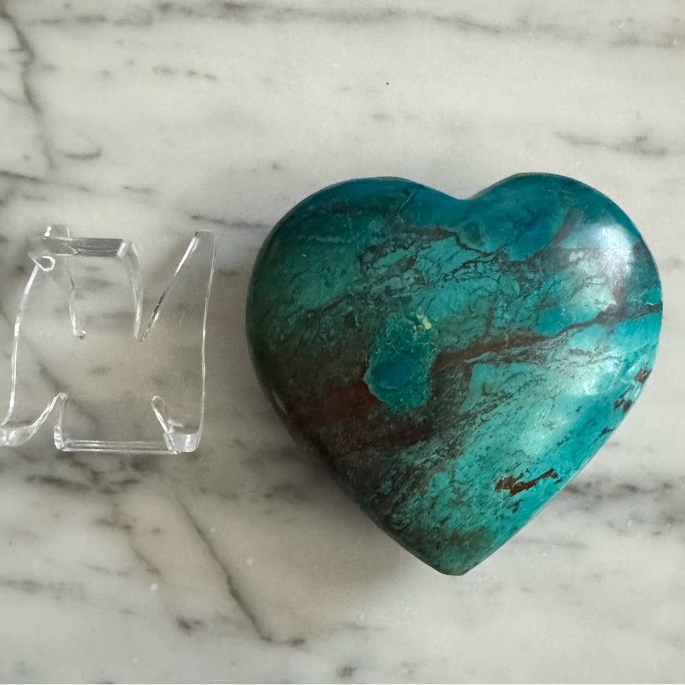 Chrysocolla polished heart hand stone crystal